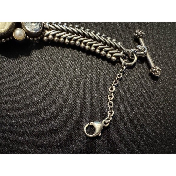 Vintage Stephen Dweck Carved Crystal -Amethyst-Peridot Sterling Silver Bracelet - Picture 4 of 5